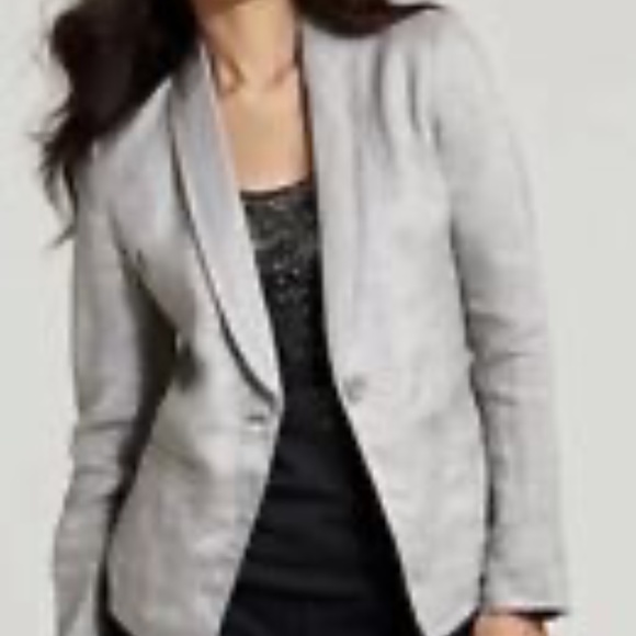 Eileen Fisher Linen Blazer Silver Metallic Thread - Picture 1 of 11